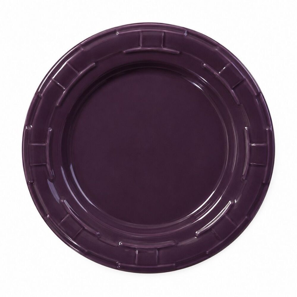 Lot 2 Longaberger WT Eggplant Purple Pottery 9” Lunch Luncheon Plate Plates USA